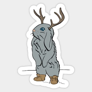 Cute Jackalope With Untied Boots Sticker